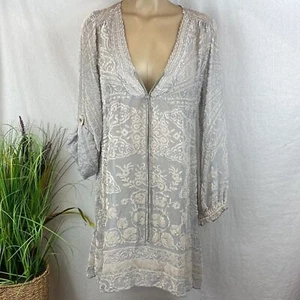 Hale Bob Gray Burned Velvet Floral Print Convertible Sleeve Mini Dress S - Picture 1 of 7