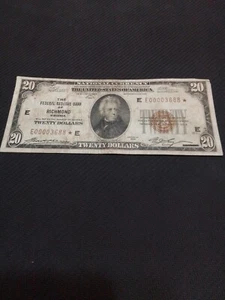 ** Replacement NoteFrom1929,OnlyPrinted 24k,Richmond VA Brown Seal $20 FR1870-E* - Picture 1 of 8