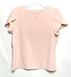 Denim & Co.Essentials Jersey Boatneck Top Tulip Sleeves Size L Blush Pink  B*O - Picture 1 of 5