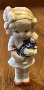 Vtg Porcelain Doll Holding A Babydoll Japan 3.5” - Picture 1 of 6