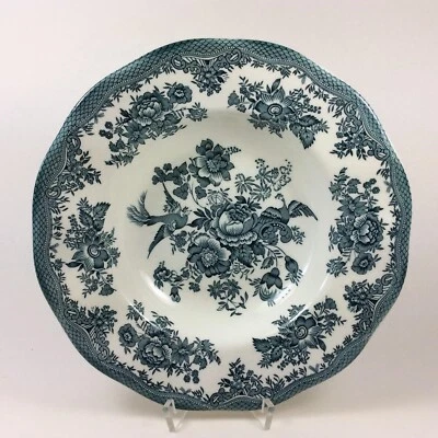 Asian Pheasant Enoch Wedgwood Tunstall 6 x Soup Plates 22.5cm Green - Image 1 of 3