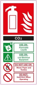 FIRE EXTINGUISHER CO2 STICKER SIGN Health and Safety 200x85mm - Picture 1 of 4