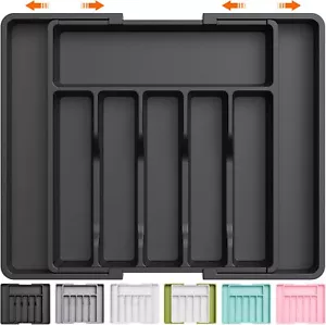 Silver drawer organizer, extensible kitchen utensils tray - Picture 1 of 10