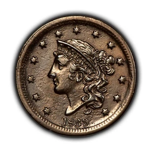 1839 1c Coronet Head Large Cent - Silly Head - AU - SKU-Y5801 - Picture 1 of 8