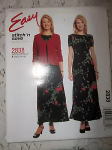 VINTAGE McCALL'S JACKET&DRESS 2838 SZ A10,12,14,16 PATTERN & INSTRUCTIONS UNCUT - Picture 1 of 2