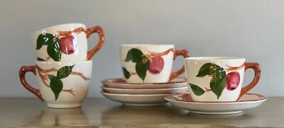 Vintage Hand Painted Franciscan Apple Coffee Cups with Saucers~USA - Image 1 of 4