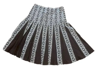 Falda Ann Taylor Petite 2P Marrón Plisada Midi Bordada Completa Foto 1 de 4