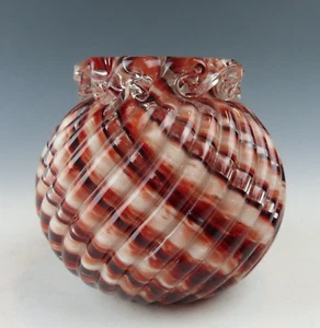 Franz Welz dreifach ummanteltes Glas 3,25" opalisierende Wirbel Rose oder gedrungene Vase - Bild 1 von 6