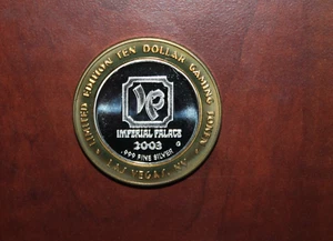 2003 Imperial Palace .999 Fine Silver $10 Gaming Token  [045GCM] - Picture 1 of 2