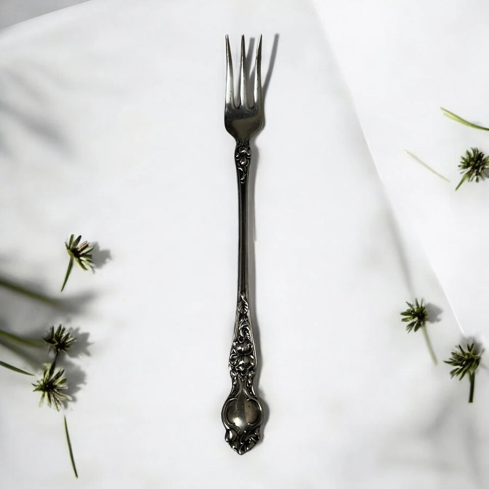 Antique Vintage Wallace Violet Sterling Silver Oyster Seafood Cocktail Fork  - Image 1 of 4
