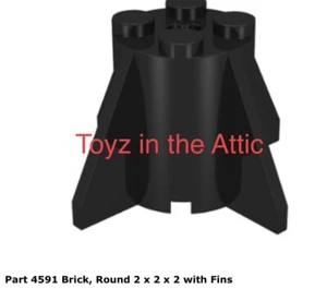 Lego 1x 4591 schwarzer Stein rund 2 x 2 x 2 mit Flossen 6951 Roboter Kommandozentrale - Bild 1 von 1