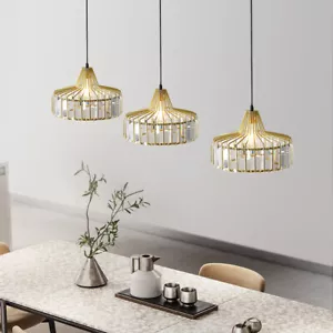 Crystal Pendant Lights Gold Lamp Dining Room Ceiling Lights Kitchen Chandeliers - Picture 1 of 13