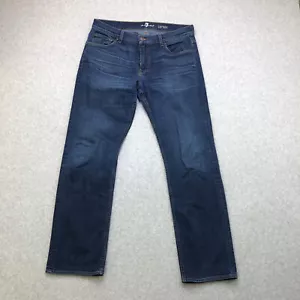 7 For All Mankind Jeans Men 38x34 Blue Carsen Relaxed Fit Straight Dark Faded - Picture 1 of 19