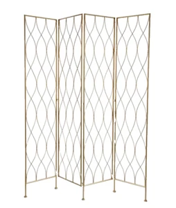 SEPARè PARAVENTO DIVISORIO 4 PANNELLI METALLO ORO LUSSO ELEGANTE 180*180 cm - Foto 1 di 6