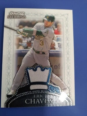 2005 Eric Chavez Bowman Sterling Game Used Jersey - Image 1 of 2
