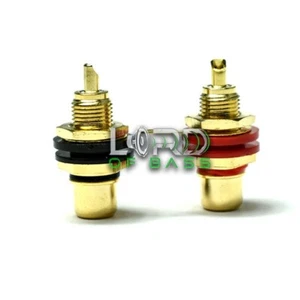 1 Pair RCA Female Chassis Panel Mount Jack Socket Connector 24K Gold Plated - Picture 1 of 2