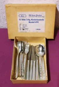 3tlg. DDR ALU KINDERBESTECK "ALUME" OVP neuwertig & unbenutzt VINTAGE OSTALGIE - Bild 1 von 13