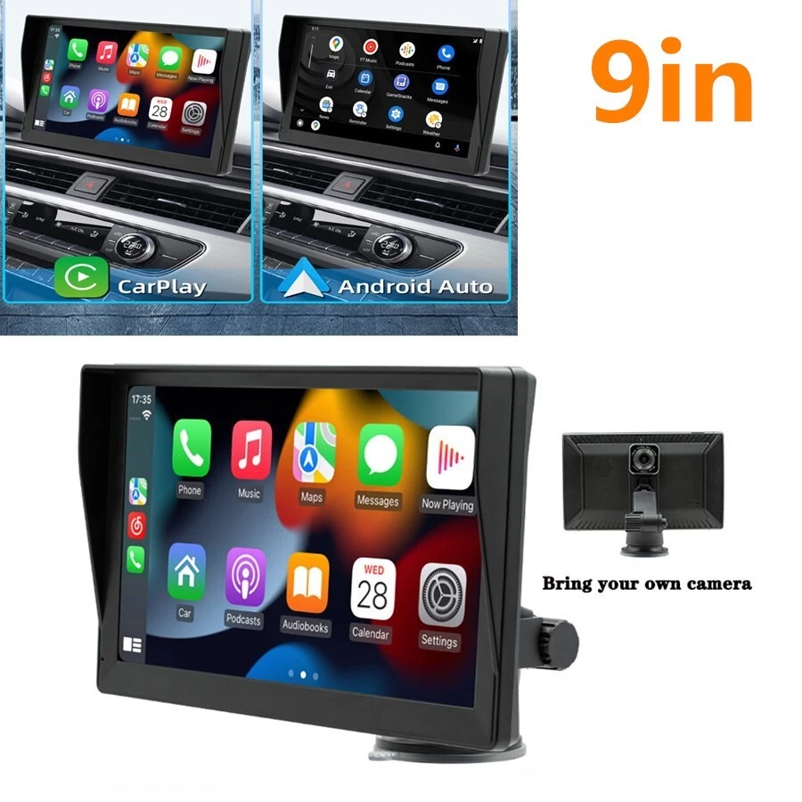9 in Portable Touch Screen Car Dash Monitor w/ Wireless CarPlay Stereo Radio DVR - Imagem 1 de 4