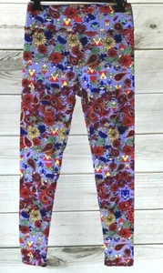 New LuLaRoe Leggings OS One Size Multicolor Purple Red Blue Floral Unicorn A3305 - Picture 1 of 4