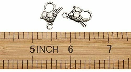2 Bird Clasps Metal Antiqued Silver Lobster Clasps Aviary Jewlery Findings 22mm - Image 1 of 1