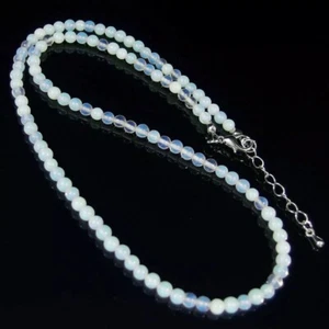 Small 4mm Natural White Opal Moonstone Round Gemstone Beads Necklace 14-36" AAA - Picture 1 of 4