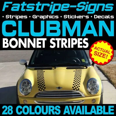 da montare MINI CLUBMAN STRISCE COFANO GRAFICA DECALCOMANIE ADESIVI TURBO R55 CLUBVAN - Immagine 1 di 2