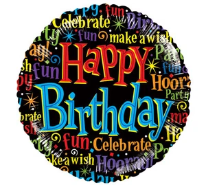 Happy Birthday Fun Celebrate Multi-Color 17" Round Mylar Balloons Party 3 Pack - Picture 1 of 1