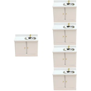 5 Pieces Mini Bathroom Furniture Child Miniature Wash Basin Sink Tub - Picture 1 of 12