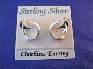 PAIR OF STERLING SILVER LOOP EARRINGS FOR PIERCED EARS - Picture 1 of 6