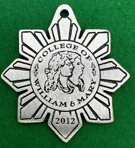 2012 College of William & Mary Pewter Ornament Williamsburg Virginia University - Picture 1 of 4