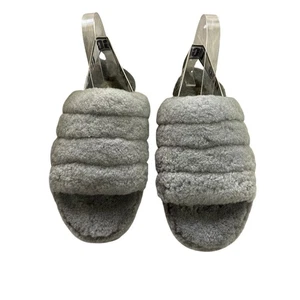 UGG Women's Grey Fluff Quilted Slide Slippers Sandals Cozy Comfort - Picture 1 of 6
