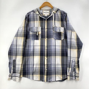 Ditch Plains Men's Hooded Plaid Shirt XL Gray Long Sleeve Button Up Western Wear - Picture 1 of 11