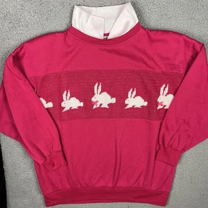 Vintage Retro Action rosa Osterhase Pullover Hase Rundhals Sweatshirt 24W-44 - Bild 1 von 9