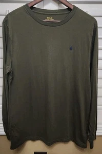 Polo Ralph Lauren Boys Long Sleeve Crew Neck Shirt Top Pony Logo XL Olive 18-20 - Picture 1 of 8