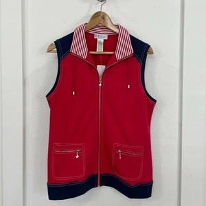 D&D Lifestyle Women's Small Vest Full Zipper Patriotic Red White Blue USA New - Picture 1 of 10