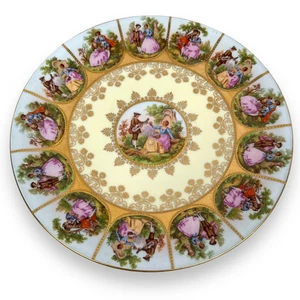 Vintage Fragonard Love Story Dinner Plate 9.5 Inch Gold Rim Germany Handpainted - Picture 1 of 7