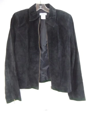 Jaqueta/casaco feminino August Silk Logic camurça preta zíper completo - Tamanho 8 - Imagem 1 de 4