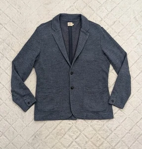 Faherty Jacket Mens L Blue Navy Melange Inlet Knit Blazer Slim Fit Cotton Blend - Picture 1 of 10