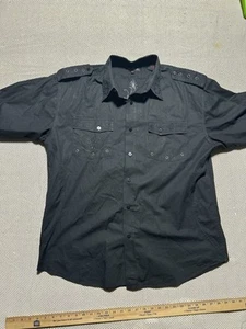 Vintage Y2K tribal black size XXL Knockout Big embroidery button up - Picture 1 of 8