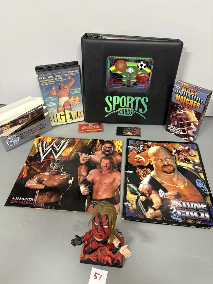 175 WWe Wef Wrestling Cards 2009 Wwe Wwf Calendar  2 Wwf VHS Tape Wwf Jake’s Up - Image 1 of 4