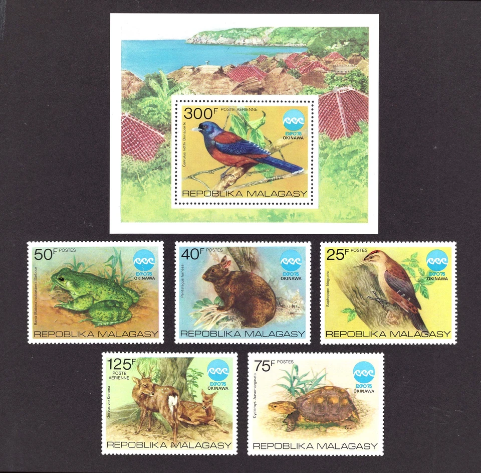 M28518 Malgache 1975 Fauna Set X5 +m/s UMM Sg 320/5 Cat 13,50 £ Foto 1 de 1