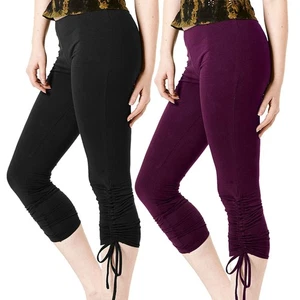 Cropped Cotton Pixie Leggings with Tie Detail, Psy Trance Rave Festival Clothing - Bild 1 von 11
