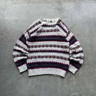 Suéter De Colección Madera y Gris Para Hombres Azteca Suroeste Tejido Algodón Abuelo Talla Mediana Foto 1 de 4