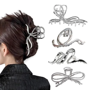 Gold Butterfly Metal Hair Claw Clips with Pearl Crystal Irregular Large Non-S... - Bild 1 von 7