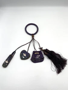 Vintage Lovely Hand Painted Silk Sewing Chatelaine - Picture 1 of 14