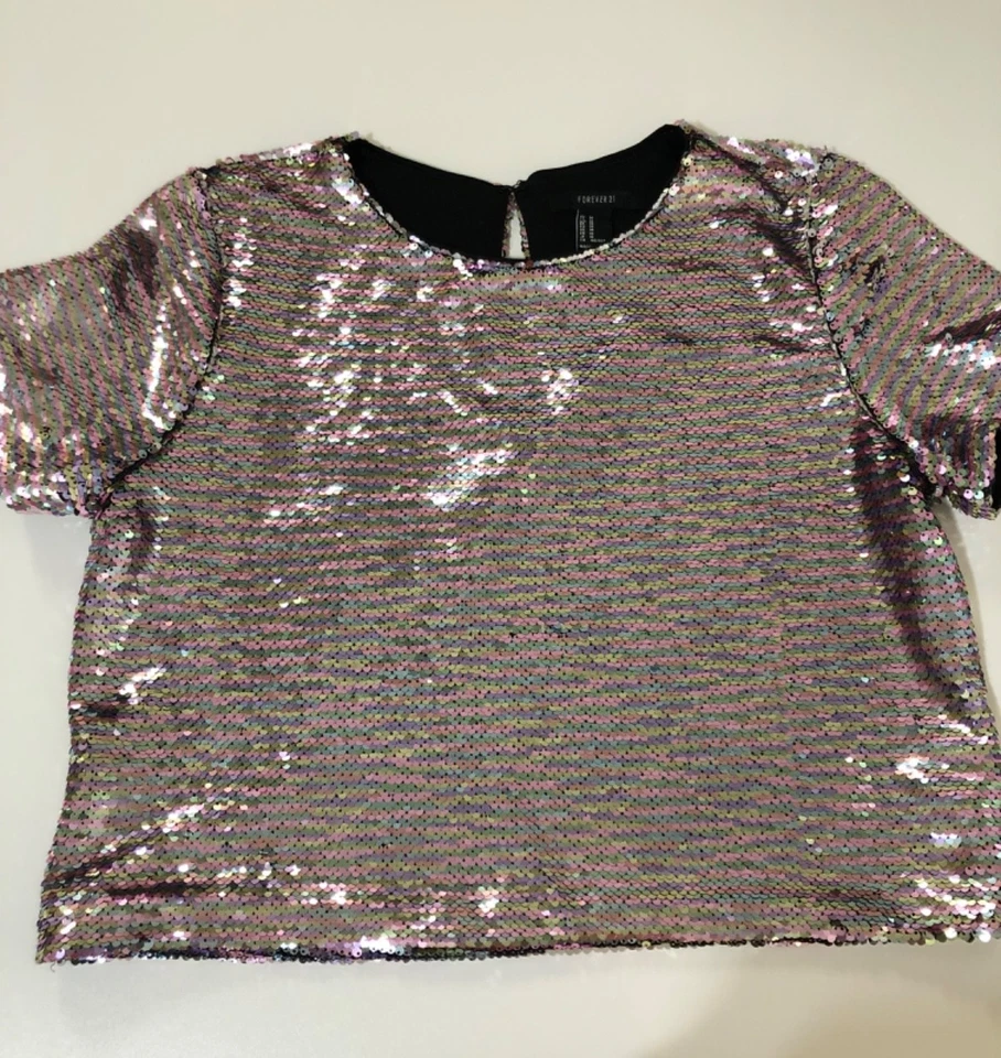 Blusa Top Mujer Multicolor Lentejuelas Crop Top Talla M de Forever21 Foto 1 de 4