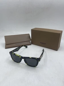 Burberry Men's Square Sunglasses Green Havana / Dark Grey - Picture 1 of 17
