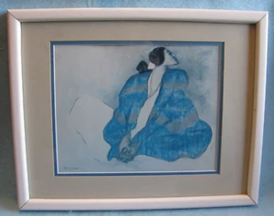 Vintage RC Gorham 1977 "Blue Blanket" Framed Print or Lithograph - Picture 1 of 8