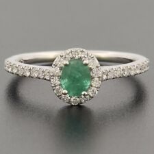 Platinum 950 Emerald & Diamond Cluster Ring Size N Hallmarked