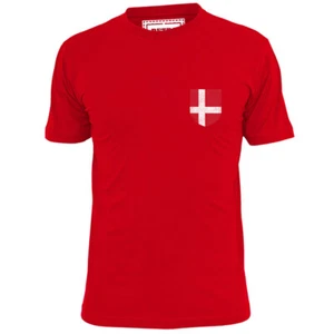 Herren Dänemark Tasche Schild Abzeichen Fußball T-Shirt Soccer Footy - Bild 1 von 2